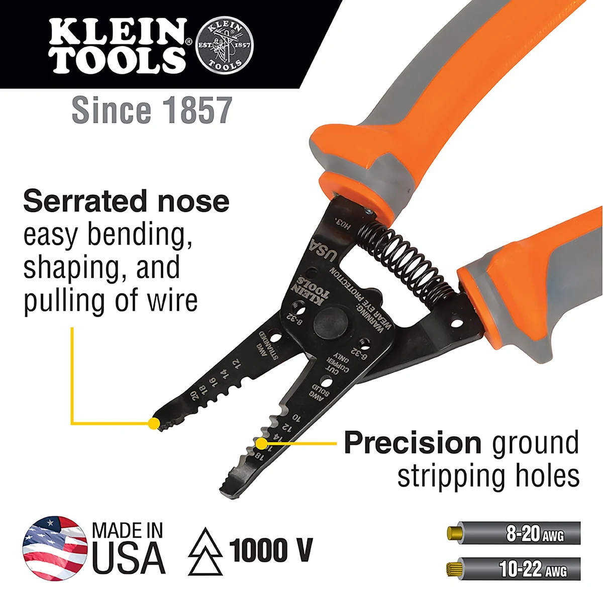 KLEIN TOOLS 11055RINS изолированный стриппер с кусачками 1000 В