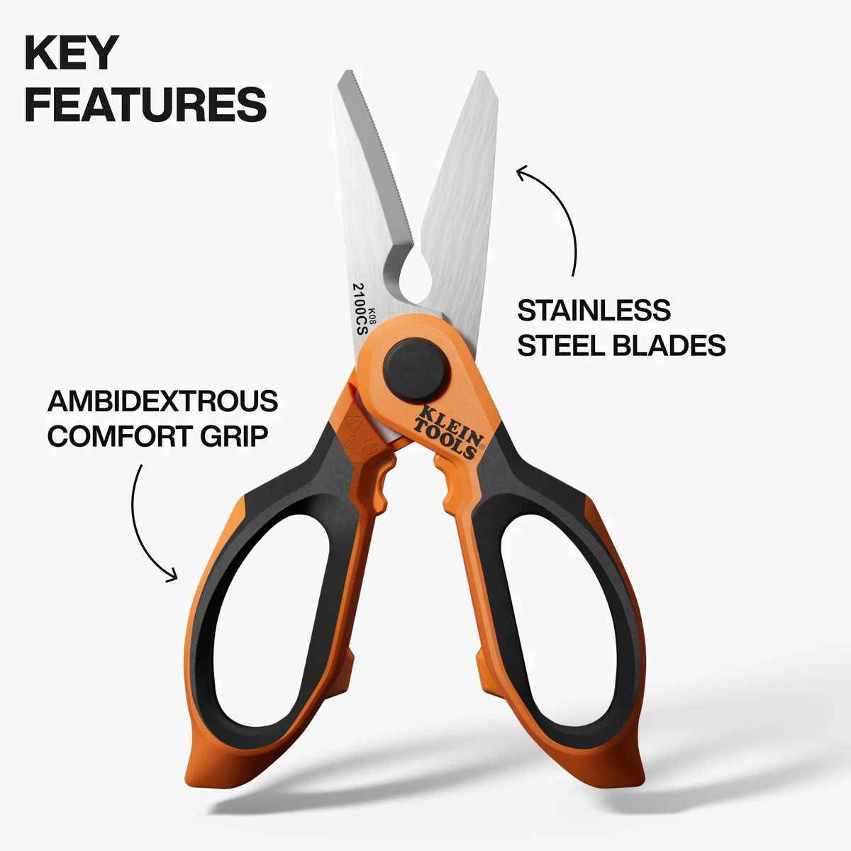 KLEIN TOOLS 2100CS ножницы электрика для кабеля и снятия оболочки, 180 мм