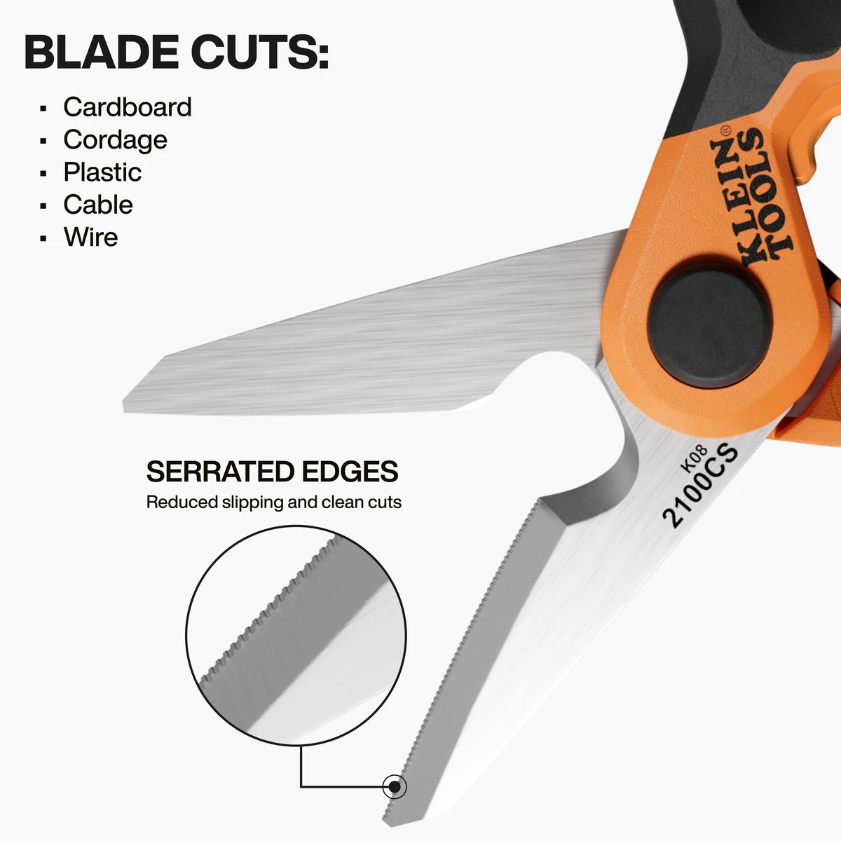 KLEIN TOOLS 2100CS ножницы электрика для кабеля и снятия оболочки, 180 мм