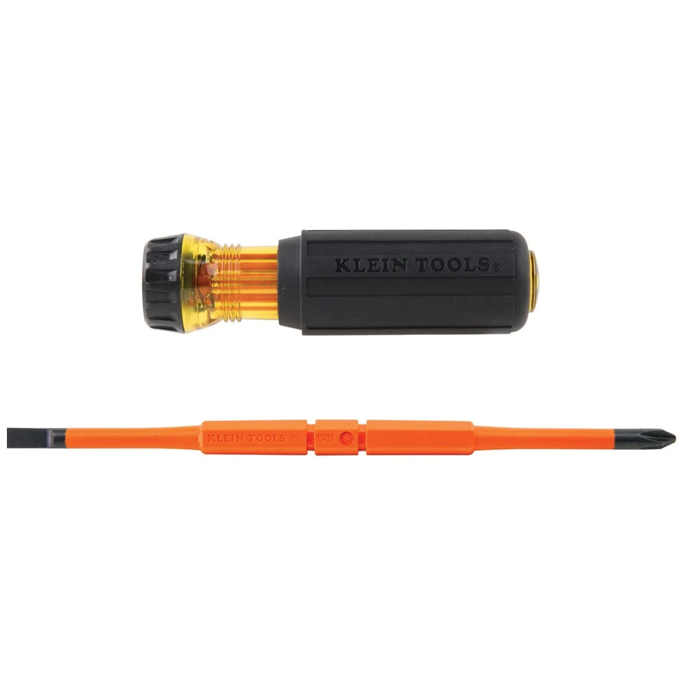 KLEIN TOOLS 32293 изолированная отвертка 2-в-1 со сменным двусторонним стержнем, PH2 / SL 1/4