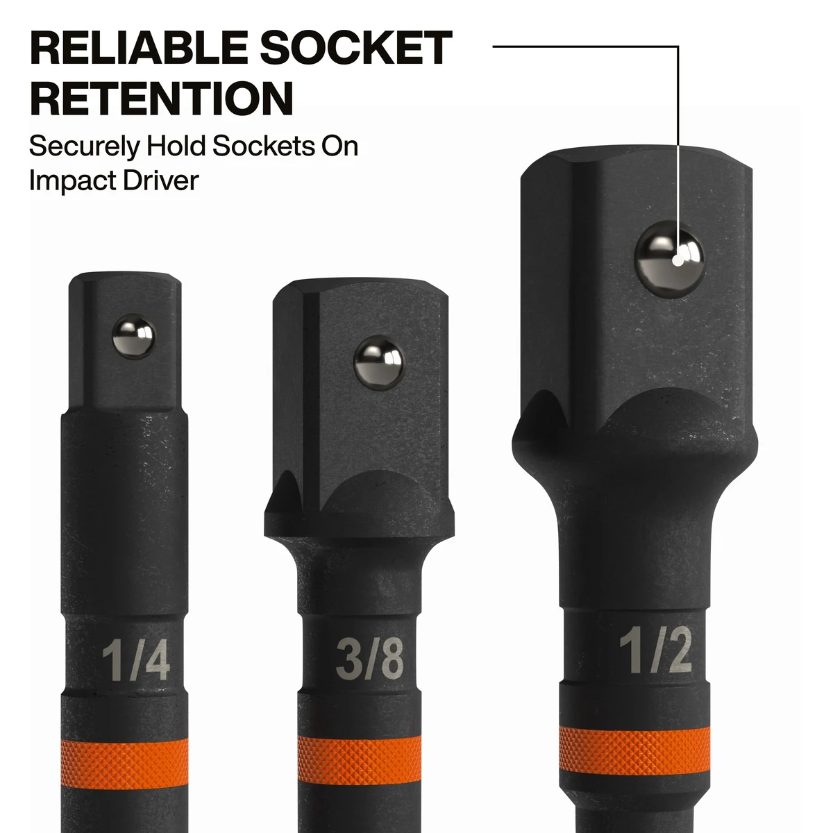 KLEIN TOOLS 65030A набор ударных адаптеров 1/4", 3/8", 1/2"