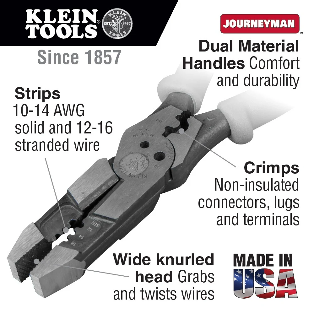 KLEIN TOOLS J215-8CR Комбинированные силовые пассатижи со стриппером и кримпером