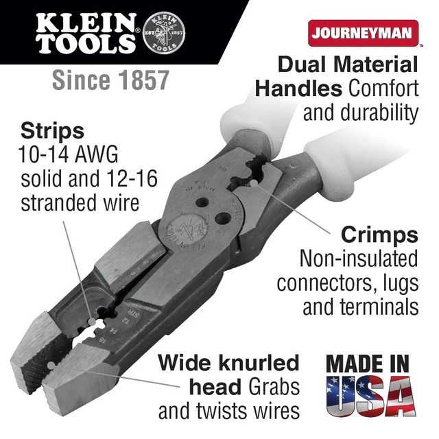 KLEIN TOOLS J215-8CR Комбинированные силовые пассатижи со стриппером и кримпером