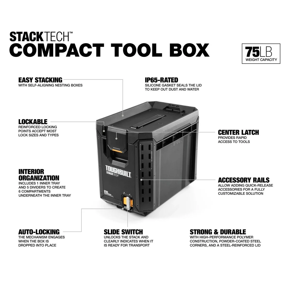TOUGHBUILT TB-B1-B-60C Ящик для инструмента компактный STACKTECH (Половинка)