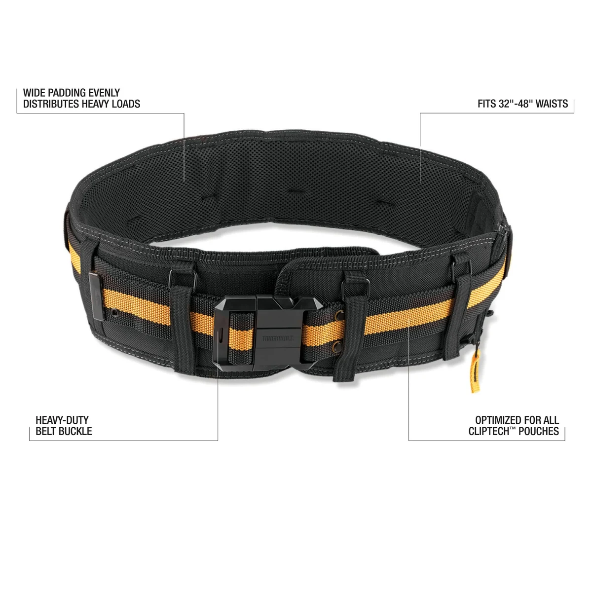Toughbuilt TB-CT-41P Пояс усиленный с поддержкой спины (пластиковая застежка)