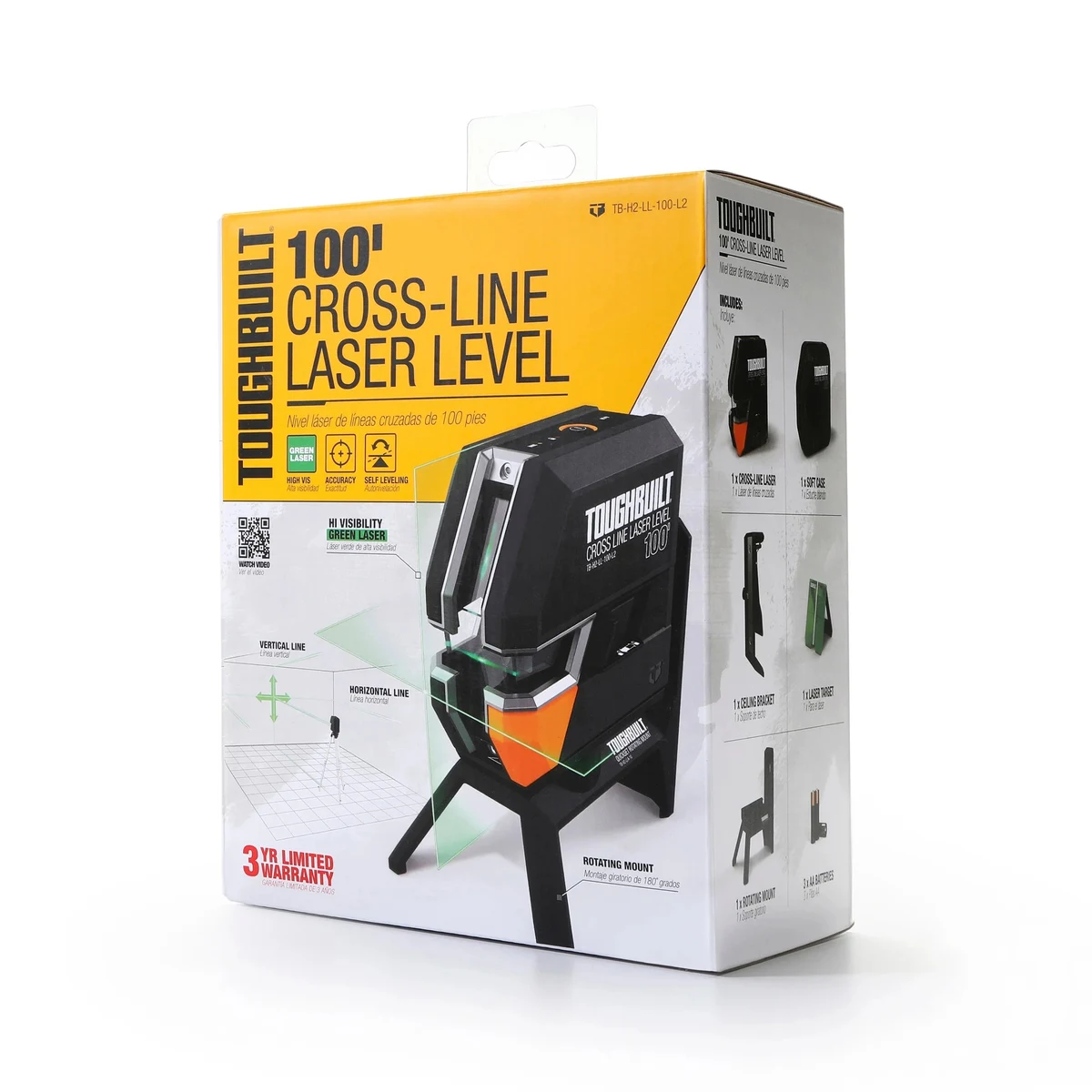 TOUGHBUILT TB-H2-LL-100-L2 Лазерный уровень зеленый, 30 м