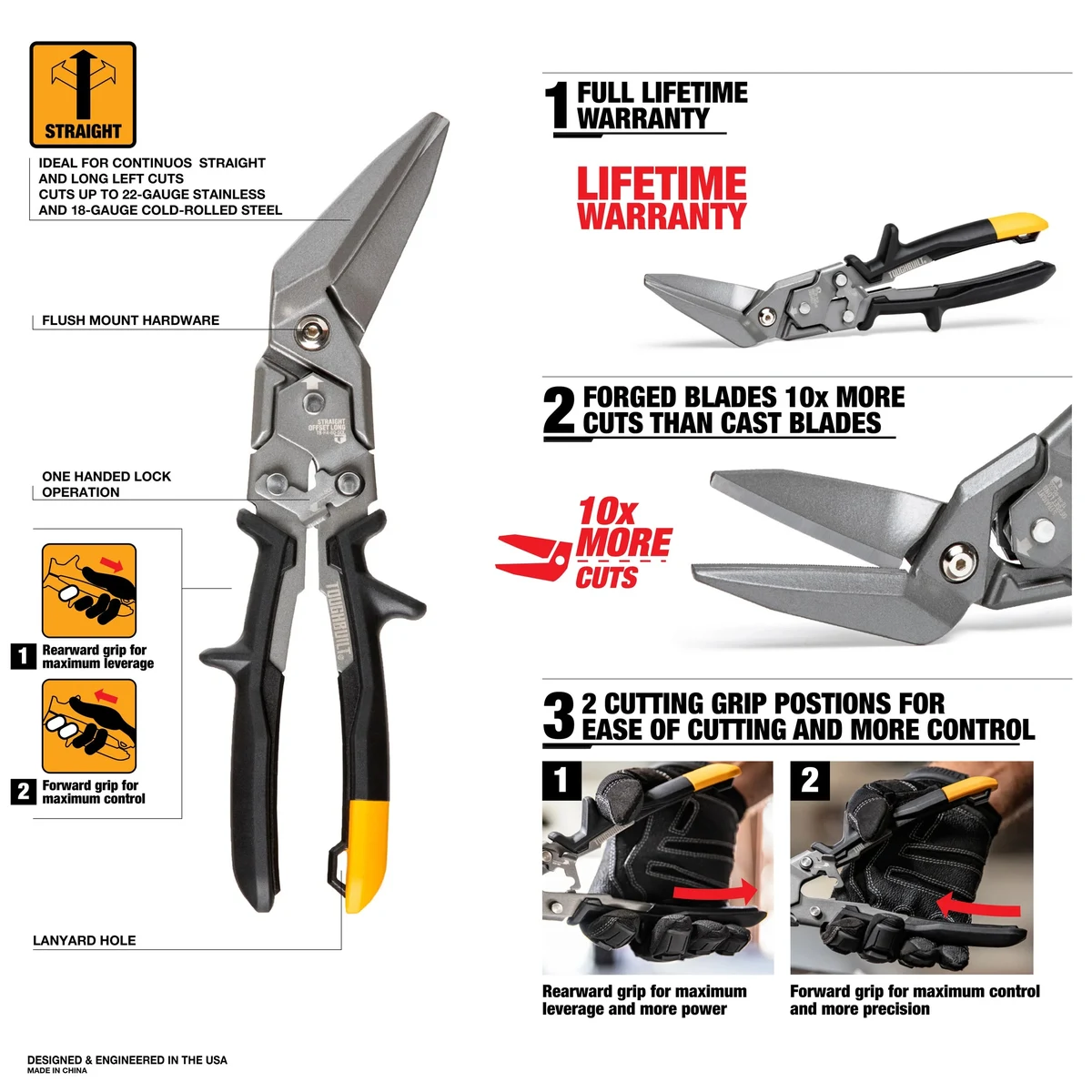 Toughbuilt TB-H4-60-SOL Ножницы по металу удлиненные c выносом